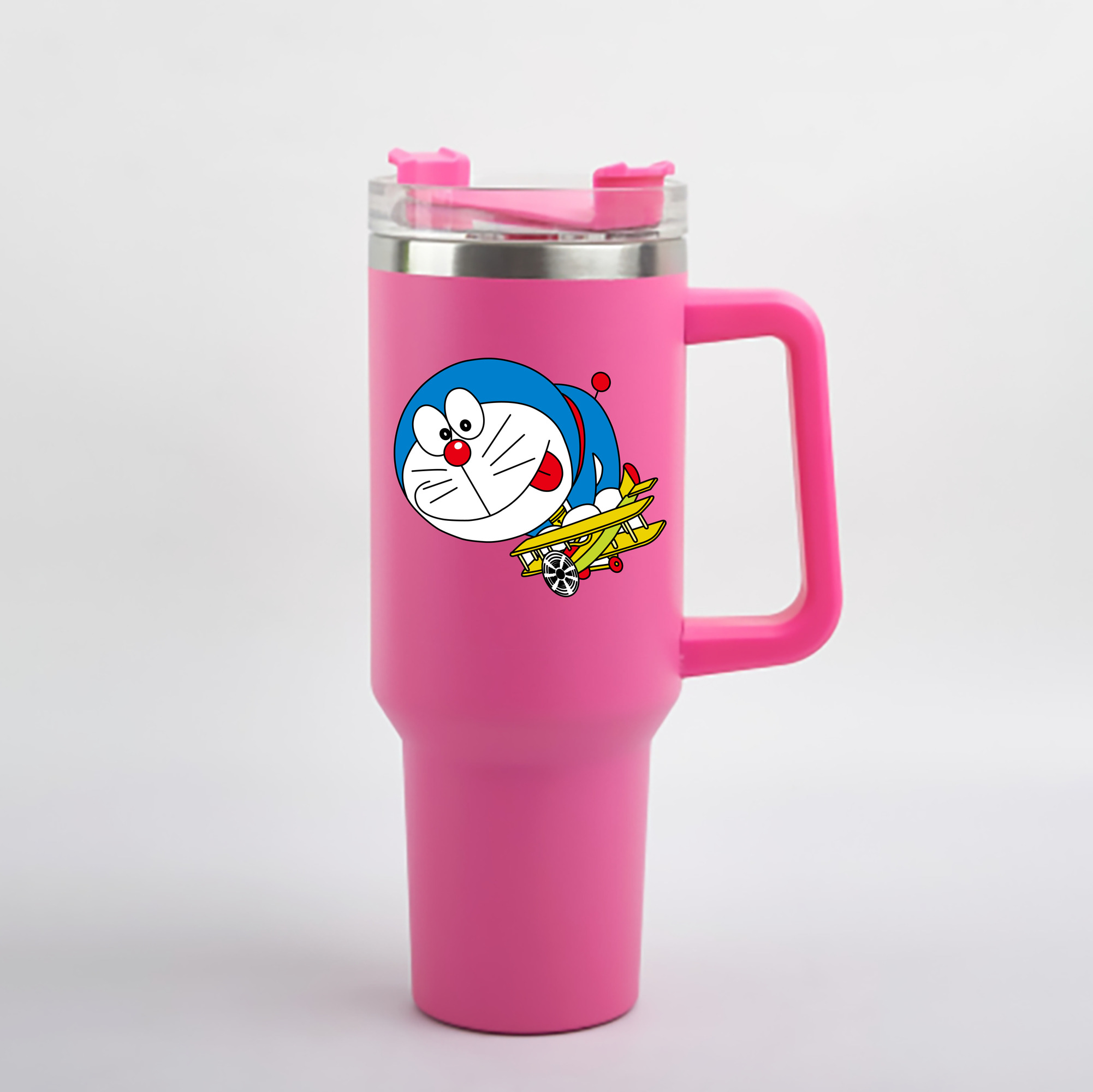 （画像用） ドラえもん Doraemon 1200mL車用タンブラー - クリスタルステッカー（プラスチックストロー付き）